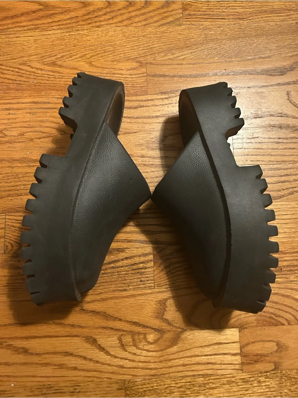 Jeffery Campbell Women’s Sz 9 Black Futuristic Minimalist Platform Mules Shoes